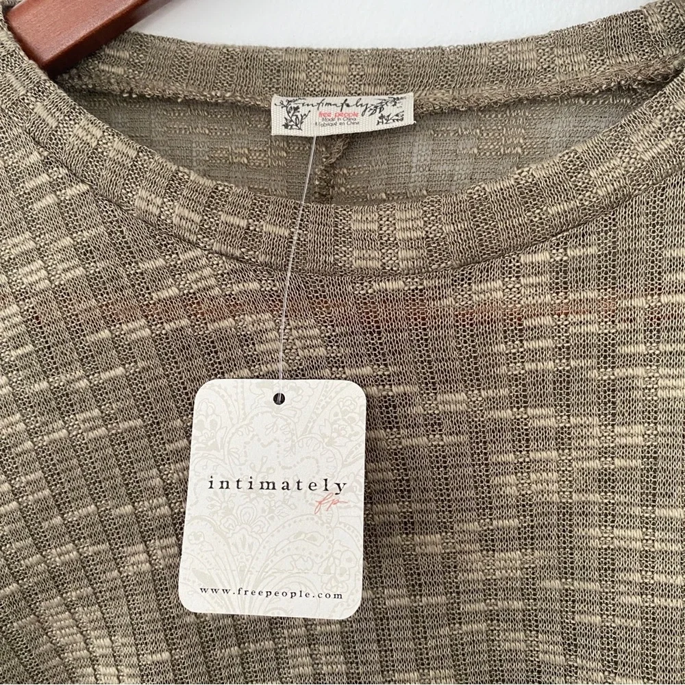 NWT Intimately Free People Deep Army Olive Green Ribbed Long Sleeve Top Small S